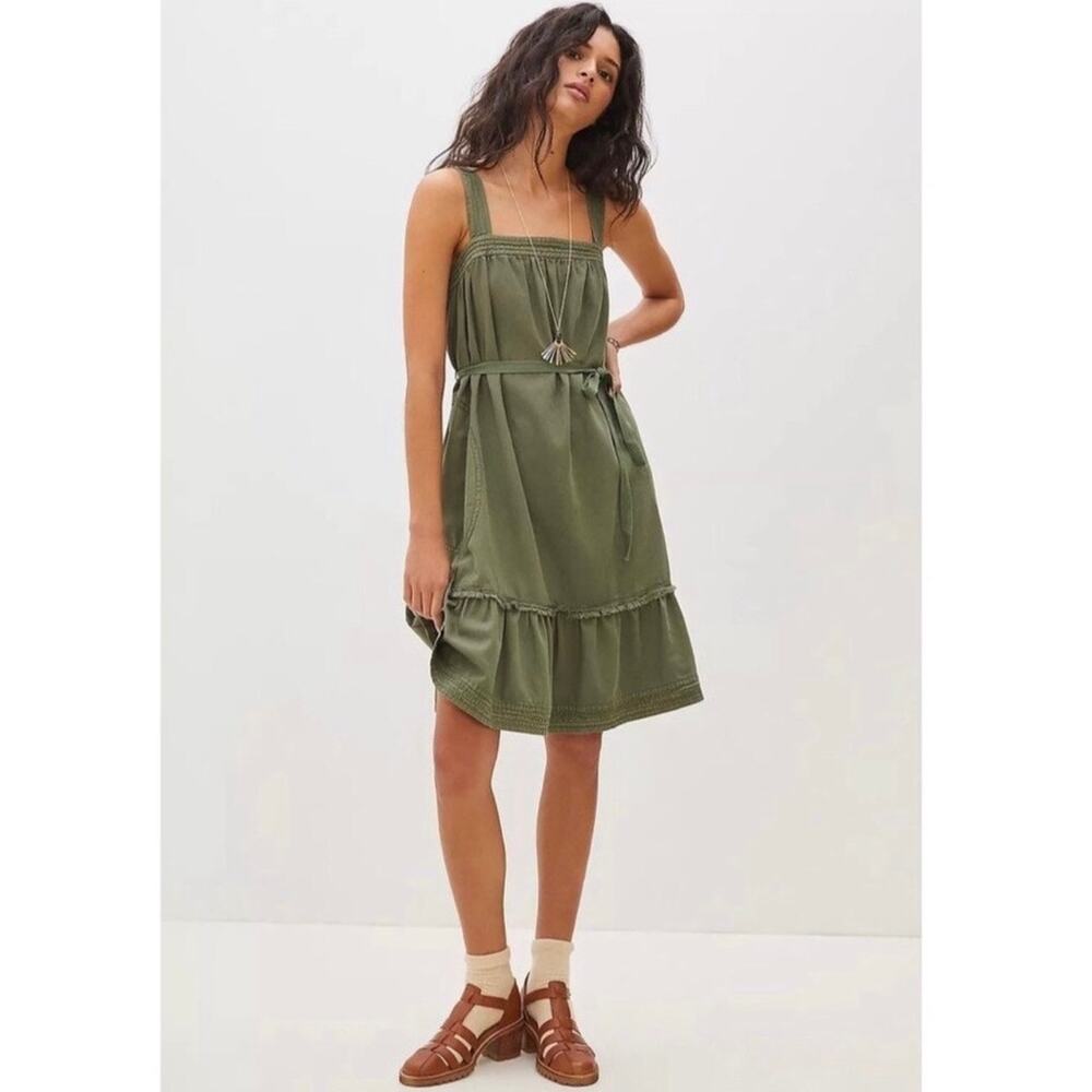 Anthropologie Maeve Maren Dress Organic Cotton Adjustable Sleeves XL w/out‎ Belt